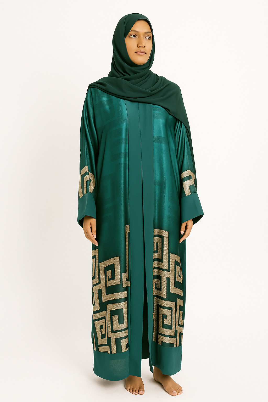 Crystal Green Prestige Patterned Kimono for Women