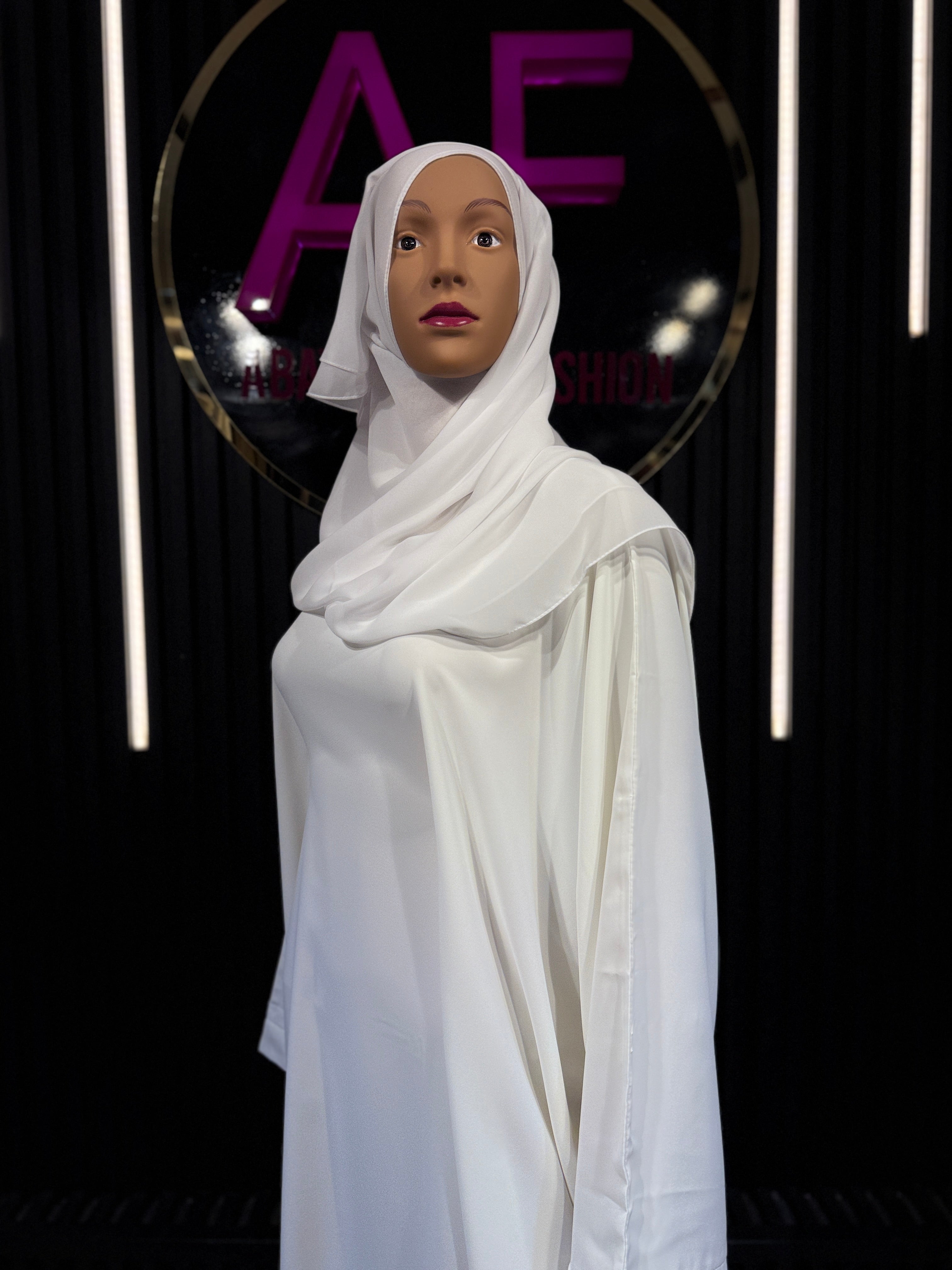 White Layan Korean Nida Abaya for Women