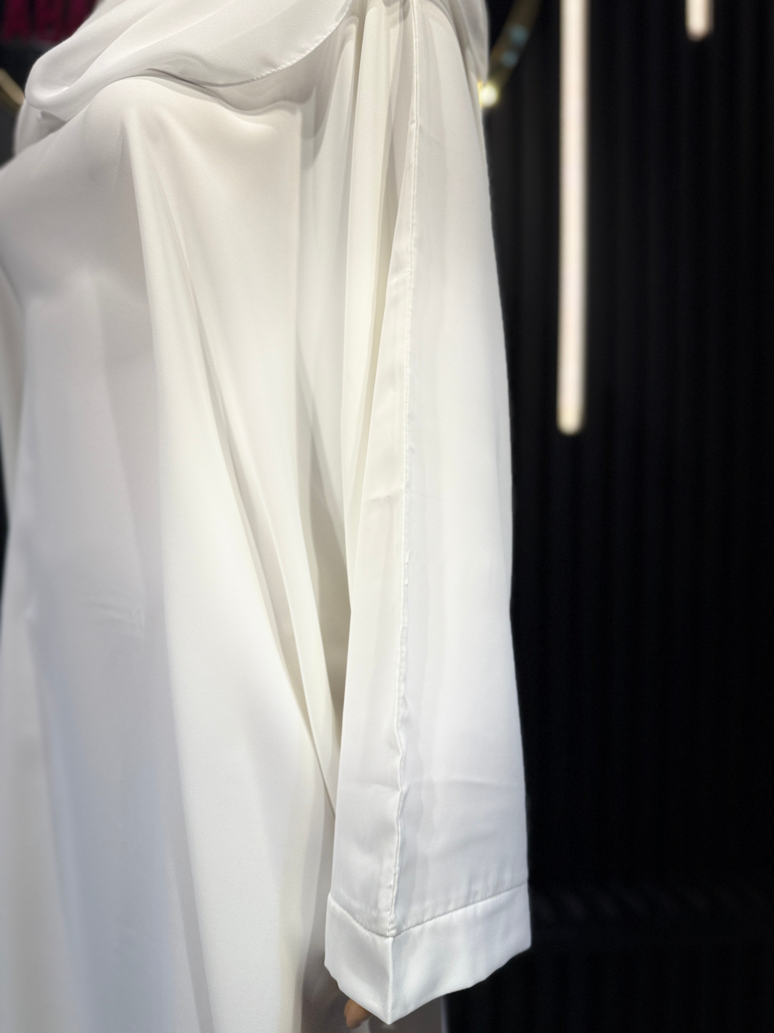 White Layan Korean Nida Abaya for Women