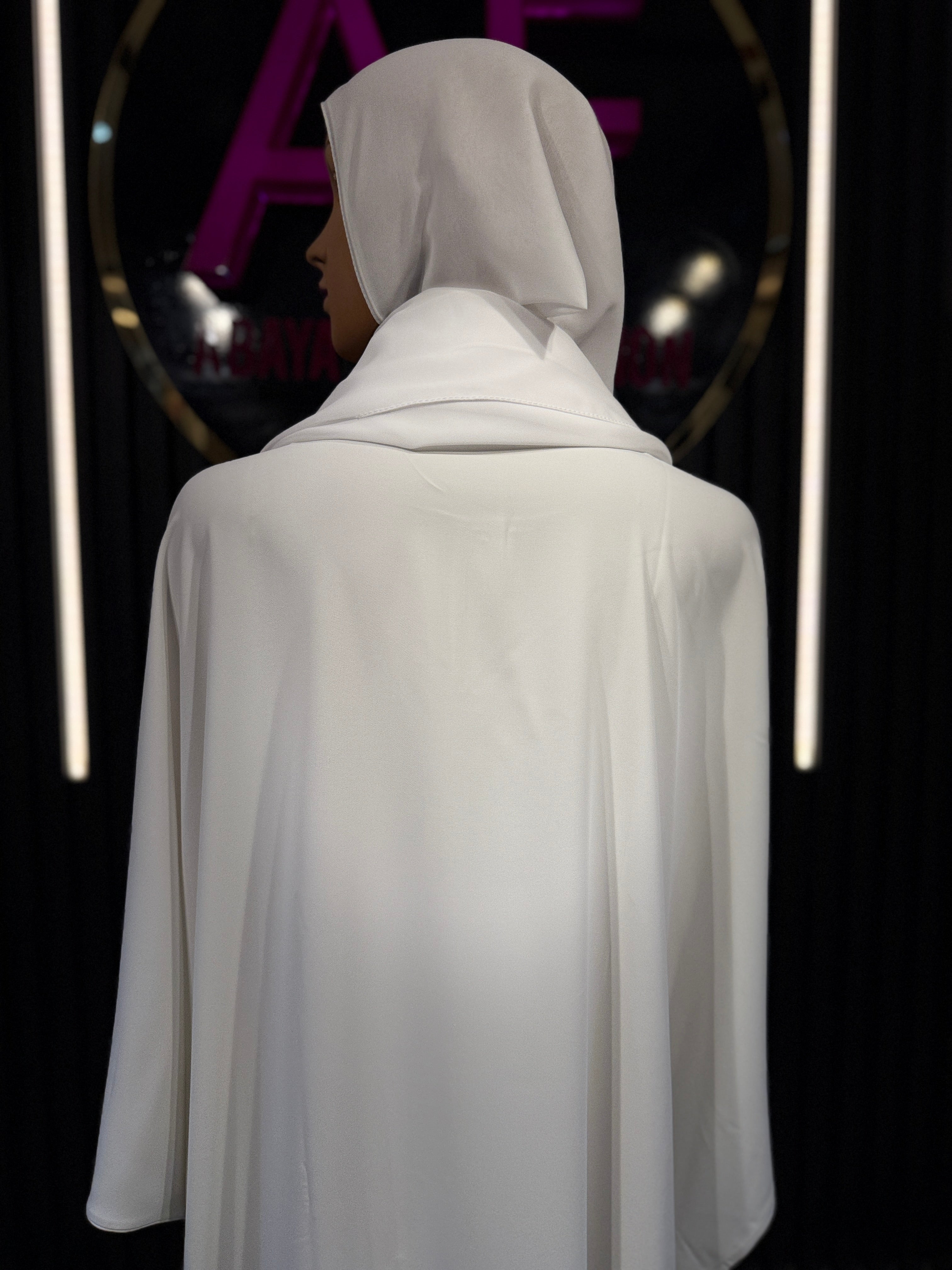 White Layan Korean Nida Abaya for Women