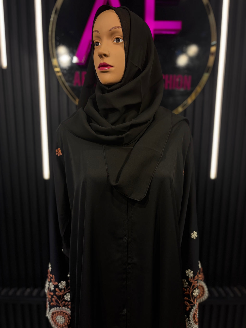 Royal Noir Embroidered Burqa For Women