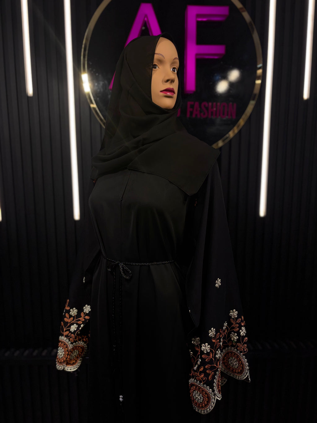 Royal Noir Embroidered Burqa For Women