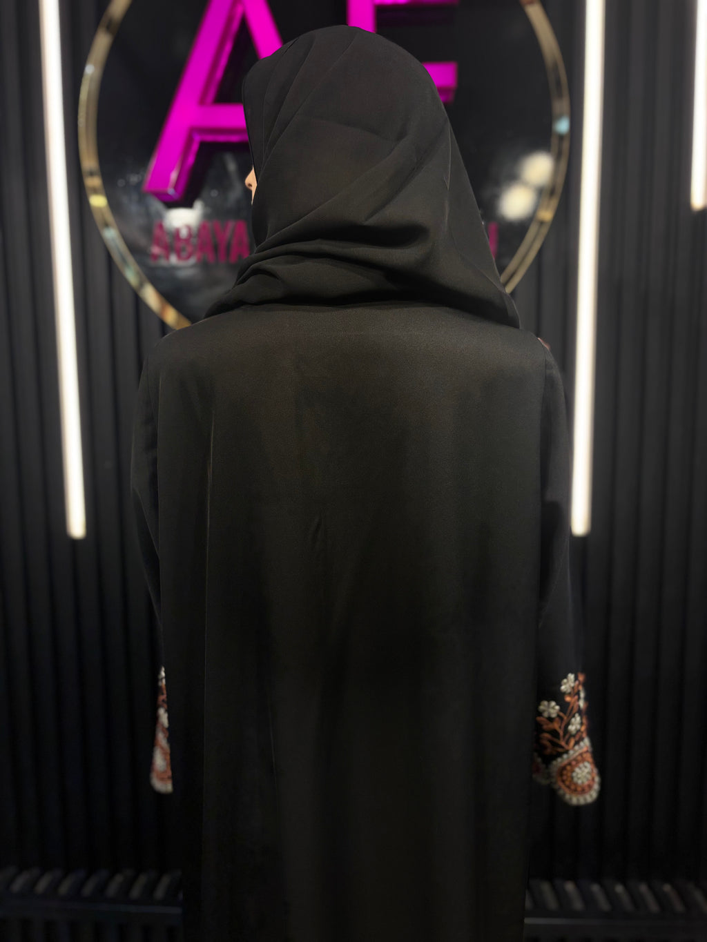 Royal Noir Embroidered Burqa For Women